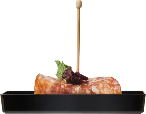 Vista 12 de Restaurantware Mini platos de degustación de 5.2 x 1.8 pulgadas, 100 platos rectangulares desechables de plástico, platos de plástico negro