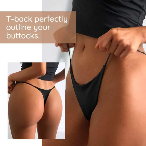 Vista 3 de chahoo Sexy Underwear for Women Thong Low Rise G-String Panties 5-Pack Low Waist T Back String Underpants Gift for Women