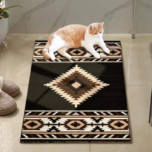 Vista 47 de YHSF South West - alfombra nativa americana del suroeste, fácil de limpiar, gruesa, suave y duradera, alfombra tribal inspirada en indios americanos