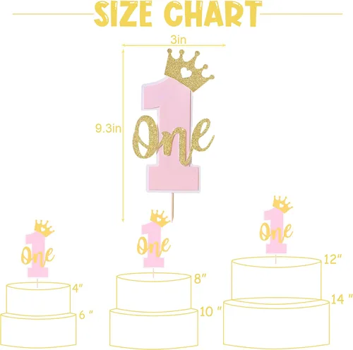 Vista 5 de Una decoración para tartas para bebés, rosa y dorado para el primer cumpleaños, accesorios para el primer cumpleaños