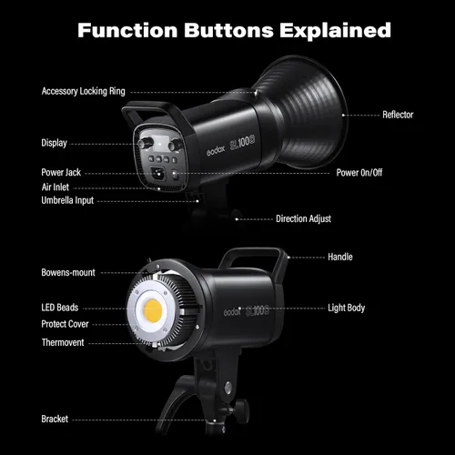 Vista 2 de Godox SL100D Luz diurna COB LED luz de vídeo