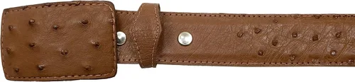 Vista 6 de Paquete Exótico Cuero Genuino Avestruz Cinturón y Cartera Color Coñac