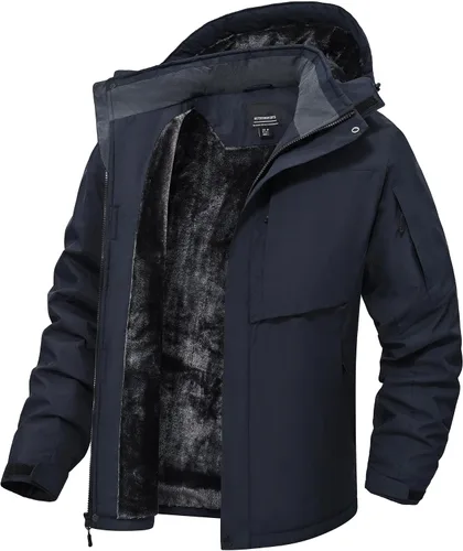 Vista 7 de Chaquetas de invierno para hombre, esquí, nieve, impermeable, forro polar, resistente al viento, 6 bolsillos