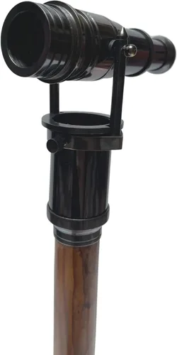 Vista 2 de Medieval Replicas Bastón de caminar con telescopio mango de latón plegable náutico bastón de madera ideal unisex