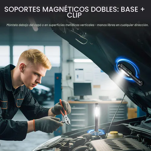 Vista 4 de Linterna EDC recargable, linterna pequeña de 800 lúmenes con clip magnético y base, linterna LED de 11 modos, rompedor de vidrio y abridor