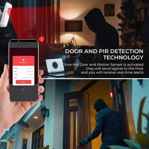 Vista 3 de Sistema de alarma para el hogar PGST, sistemas de seguridad para el hogar inteligentes con alertas instantáneas de la aplicación Tuya, kits