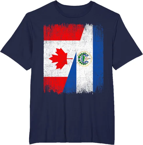 Vista 45 de Camiseta Half Canada El Salvador Flag Canadian Salvadoran Pride Roots