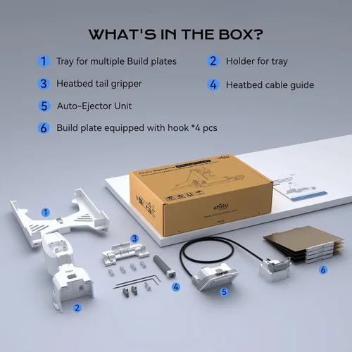 Vista 8 de Chitu Systems PlateCycler C1M para Bambu Lab A1 Mini, Cambiador Automático de Placa de Construcción, Incluye 4 Placas PEI Texturizadas con Gancho