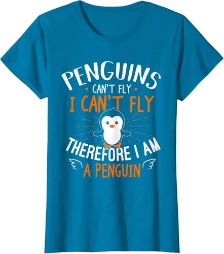 Vista 95 de Penguins Can't Fly Shirt - Camiseta de regalo para amantes de los pingüinos, Azul Azul Marino