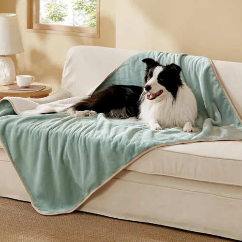 Vista 33 de Bedsure - Mantas impermeables para perros pequeños - Manta de felpa de sherpa con impresión suave lavable para perros y gatos, protector de muebles