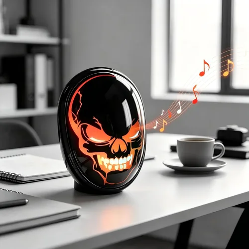 Vista 5 de Altavoz Bluetooth fantasma de Halloween, espeluznante y divertido Negro oscuro