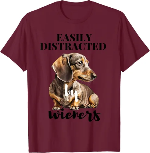 Vista 14 de Easy Distracted By Wieners Dachshund - Camiseta divertida para perro Weiner, Azul
