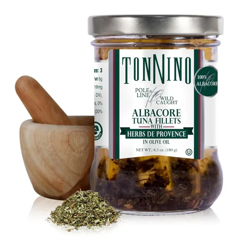 Vista 9 de Tonnino Atún Albacora - Trozos premium en agua con garbanzos, maíz y zanahorias - Paquete de 12 - Alternativa al salmón - Snacks proteicos - Comidas