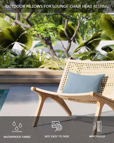 Vista 4 de Almohada para silla de playa para exteriores, color azul, para tumbona, almohada reclinable impermeable con banda elástica e insertos de almohada