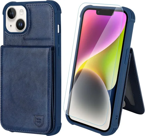 Vista 10 de VANAVAGY Funda tipo cartera compatible con iPhone 14 Pro Max para mujeres y hombres, de piel sintética, cierre magnético, con bloqueo RFID Negro