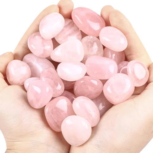 Vista 7 de Juego de piedras pulidas de cuarzo rosa natural a granel de 3 libras, juego de piedras de cuarzo, piedras crudas reales para decoración del hogar