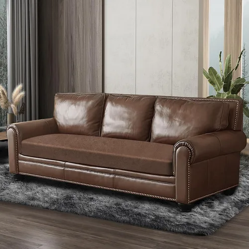 Vista 8 de ANARACHON Fundas de cojín de sofá con aspecto de cuero, juego de fundas de asiento de sofá, protector de muebles para sillón seccional, sofá biplaza
