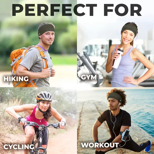 Vista 4 de French Fitness Revolution - Diadema deportiva elástica para hombres y mujeres - Banda para el sudor para chicos para correr, ciclismo, baloncesto