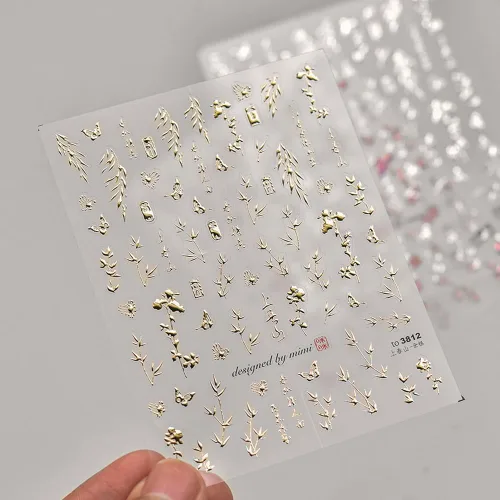 Vista 7 de Pegatinas de arte de uñas de estilo chino 5D Calcomanías de uñas en relieve autoadhesiva para mujeres y niñas DIY uñas salón de manicura (bambú)