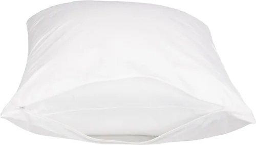 Vista 3 de Amazon Basics Protector de almohada hipoalergénico 100% algodón estándar transpirable con cremallera, lavable a máquina, blanco, 27 x 21 pulgadas