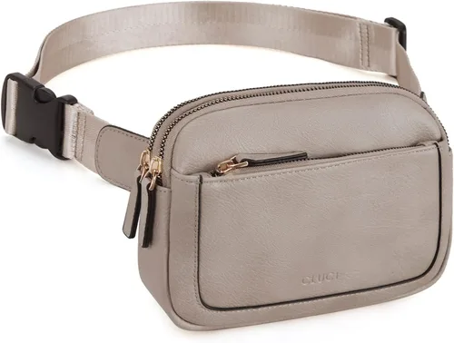 Vista 8 de CLUCI Riñonera para mujer, mini bolsa cruzada para la cintura, correa ajustable, de piel vegana, riñonera para mujer