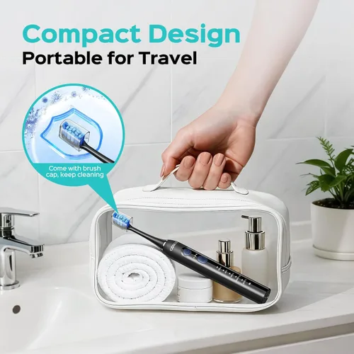 Vista 8 de COSLUS Cepillo de dientes eléctrico C30 para adultos: 3 intensidades y 5 modos personalizados para una sensación efectiva pero suave ultra limpia, 2