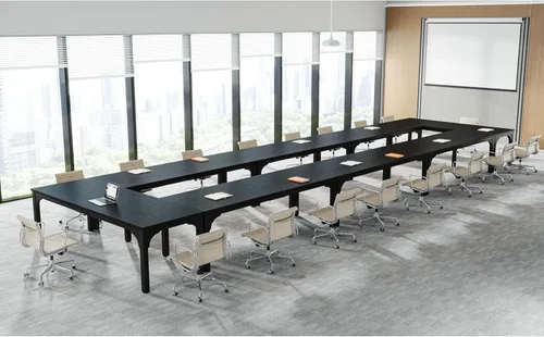 Vista 7 de Mesa de conferencias de 6.56 pies, mesa de seminario rectangular grande súper resistente para 8 personas, mesas largas de negocios, 1 unidad