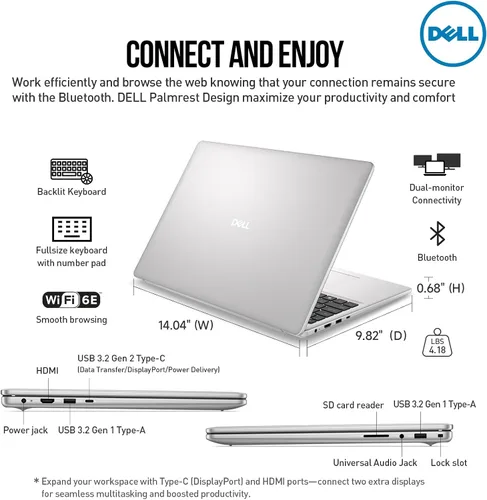 Vista 9 de Dell 2026 16 Laptop Touchscreen Computer, 16" FHD+ Touch Screen Business Laptop PC, Intel Core 7 (10-Core, >i7-1355U), 16GB DDR5 1TB SSD Windows 11