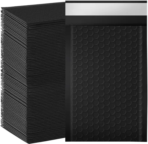 Vista 22 de packbabol Sobres de burbujas, sobres de burbujas acolchados de polietileno de 4 x 7 pulgadas, paquete de 50 sobres de burbujas, opacos Negro