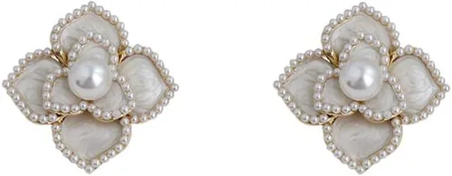 Vista 2 de H&Z - Aretes de aguja de plata 926 con diseño de flor de perla, estilo vintage, estilo barroco, boda, regalo de cumpleaños para mujer