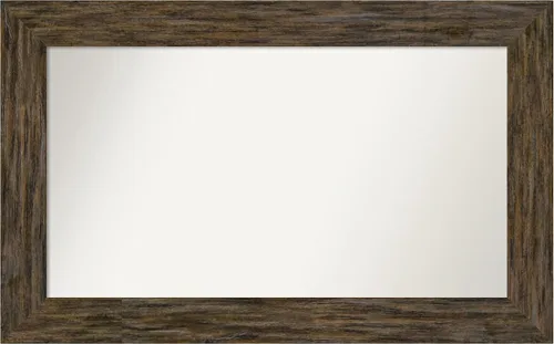 Vista 108 de Amanti Art Espejo personalizado, espejo de baño marrón Fencepost, espejo de pared o espejo de tocador de baño sobre el fregadero (27 x 27 pulgadas)