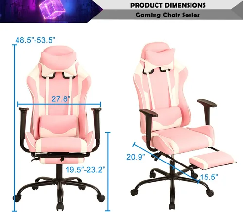 Vista 2 de Silla de juegos para adultos con reposapiés, silla de PC, silla de jugador, silla de juegos, silla de juegos económica, silla de escritorio