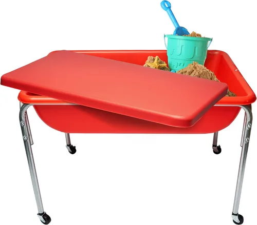 Vista 11 de Mesa sensorial mediana con tapa de Children's Factory – 18" de altura, caja de arena con tapa, mesa de agua para niños, rojo