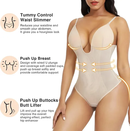 Vista 2 de FeelinGirl Body moldeador de tanga para mujer, control de abdomen, moldeador de cuerpo, fajas colombianas, corsé de entrenamiento de cintura