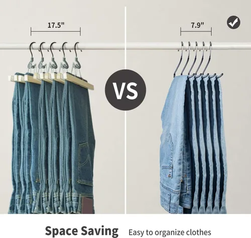 Vista 3 de Perchas metálicas antideslizantes para pantalones, paquete de 20