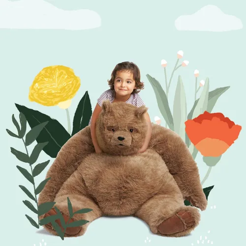 Vista 5 de Manhattan Toy Kodiak Bear Jumbo 40" Huggable Animal de peluche y decoración de habitación de felpa para 4 años en adelante