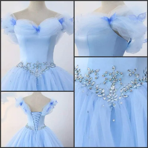 Vista 7 de Datangep - Vestido largo de quinceañera con tiras plisadas para mujer