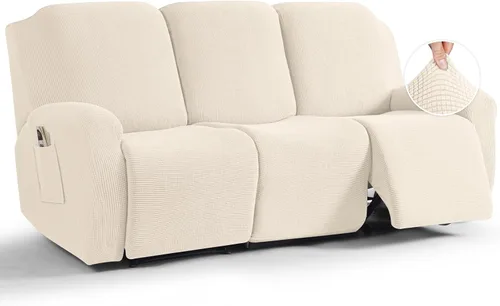 Vista 58 de TAOCOCO Funda reclinable de 4 piezas, funda elástica para sofá reclinable de 4 piezas, funda reclinable con 1 asiento, protector de sofá suave