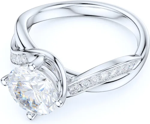 Vista 3 de Anillo de compromiso de plata esterlina con diamantes de corte redondo o moissanita de imitación de 2 quilates