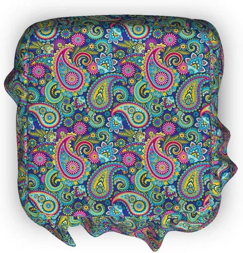 Vista 3 de Ambesonne Funda otomana de cachemira, bohem colorido, juego de fundas de 2 piezas con falda con volantes para reposapiés cuadrado redondo cúbico