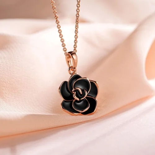 Vista 2 de AllenCOCO Pendant Necklace, Cubic Zirconia Pendant Necklaces for Women Rose Gold Tone Valentines Day Gifts