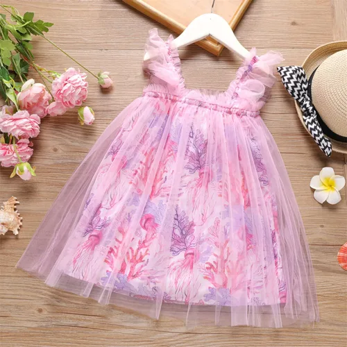 Vista 2 de PATPAT Vestido tutú para niña pequeña, vestidos florales de malla