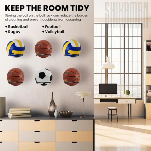 Vista 6 de Ball Holder Wall Mount Bulk,Basketball Football Stand Ball Storage