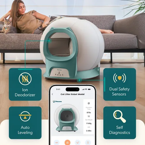 Vista 3 de Petcove PurrTek - Caja de arena automática autolimpiante con Wi-Fi de 5 GHz
