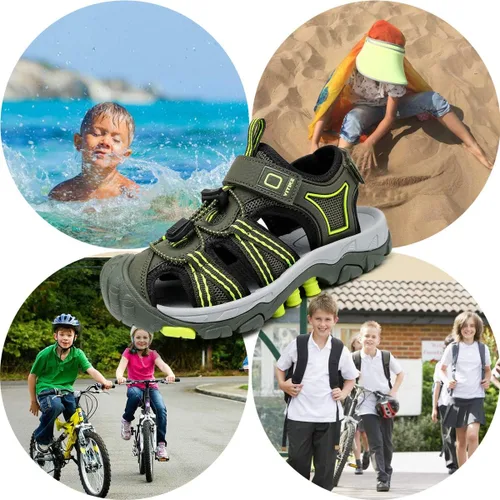 Vista 7 de JMFCHI FASHION Sandalias deportivas para niños, sandalias para exteriores, senderismo, atléticas, puntera cerrada, sandalias de playa para niñas