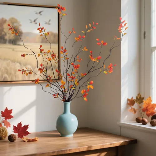 Vista 2 de 4 ramas de ficus artificiales de tallos de otoño, tallos de eucalipto sintético de 47.2 pulgadas, decoración de otoño, hojas falsas, decoración