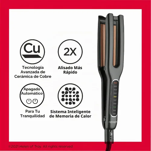 Vista 5 de Revlon Plancha de pelo de doble placa de cobre y cerámica recta Estilo más rápido y daño reducido