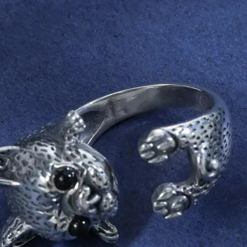Vista 6 de Anillo de serpiente lobo, águila, lagarto, escorpión, dragón, búho, araña, caballo, tortuga, gato, zorro, rana, perro, para mujeres y hombres