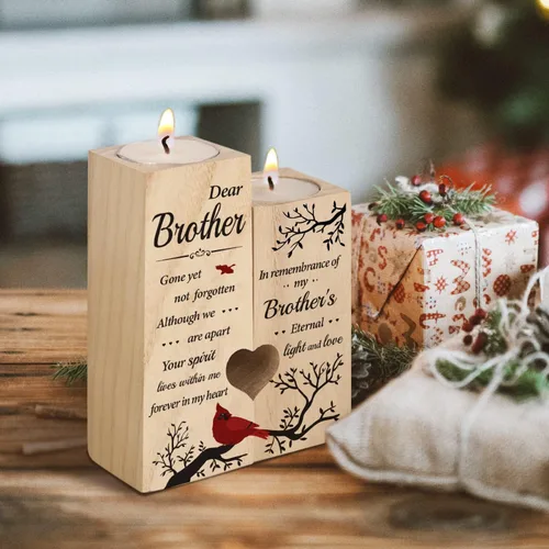 Vista 6 de Regalos conmemorativos – Candelabros conmemorativos para la pérdida del hermano – Regalo de condolencia por pérdida de hermano, regalo de duelo por