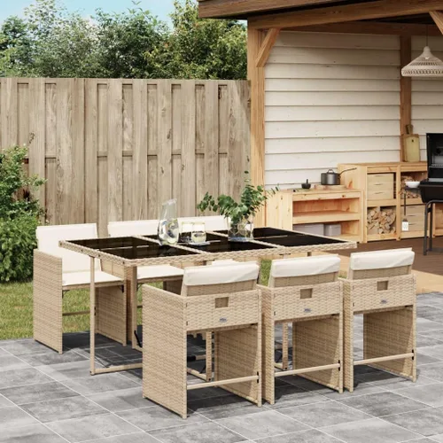 Vista 12 de Beige 5-Piece Outdoor Patio Dining Set with Foldable Chairs Cream Cushions Poly Rattan Furniture for Compact Storage Garden Backyard Balcony Use